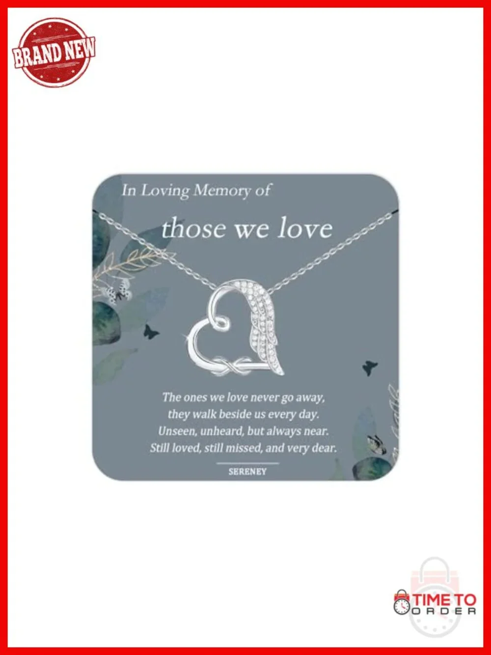 925 Sterling Silver Angel Wing Infinity Heart Memorial Necklace for Loss